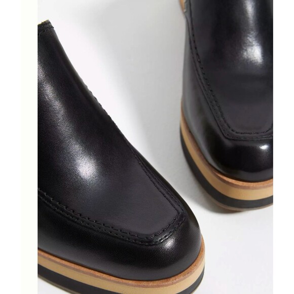 Bernardo Black Leather Block Heel Mules Slides Women’s 10M Square Toe Clogs - Picture 5 of 16